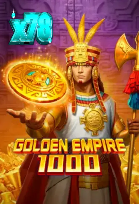 Tampilan visual slot Golden Empire 1000 dengan tema kuil kuno dan simbol emas